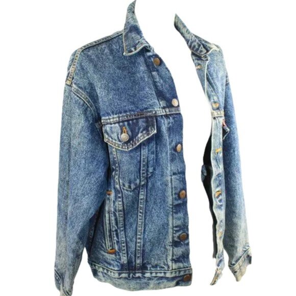 Levi Trucker Jacket Y2K Vintage Jaguar Sun Petroglyphs Logo Vintage, Sma… - Picture 7 of 15